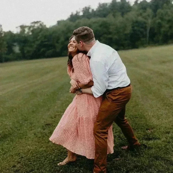 La’Ven Pink Rose Print Puff Shoulder Midi Dress Size M- B08 - Picture 12 of 12